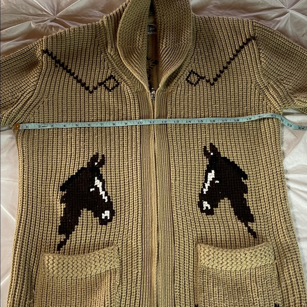 Miller Vintage Horse Cardigan Cowichan Sweater Knit Cowgirl Cowboy Western 70s - Picture 12 of 14